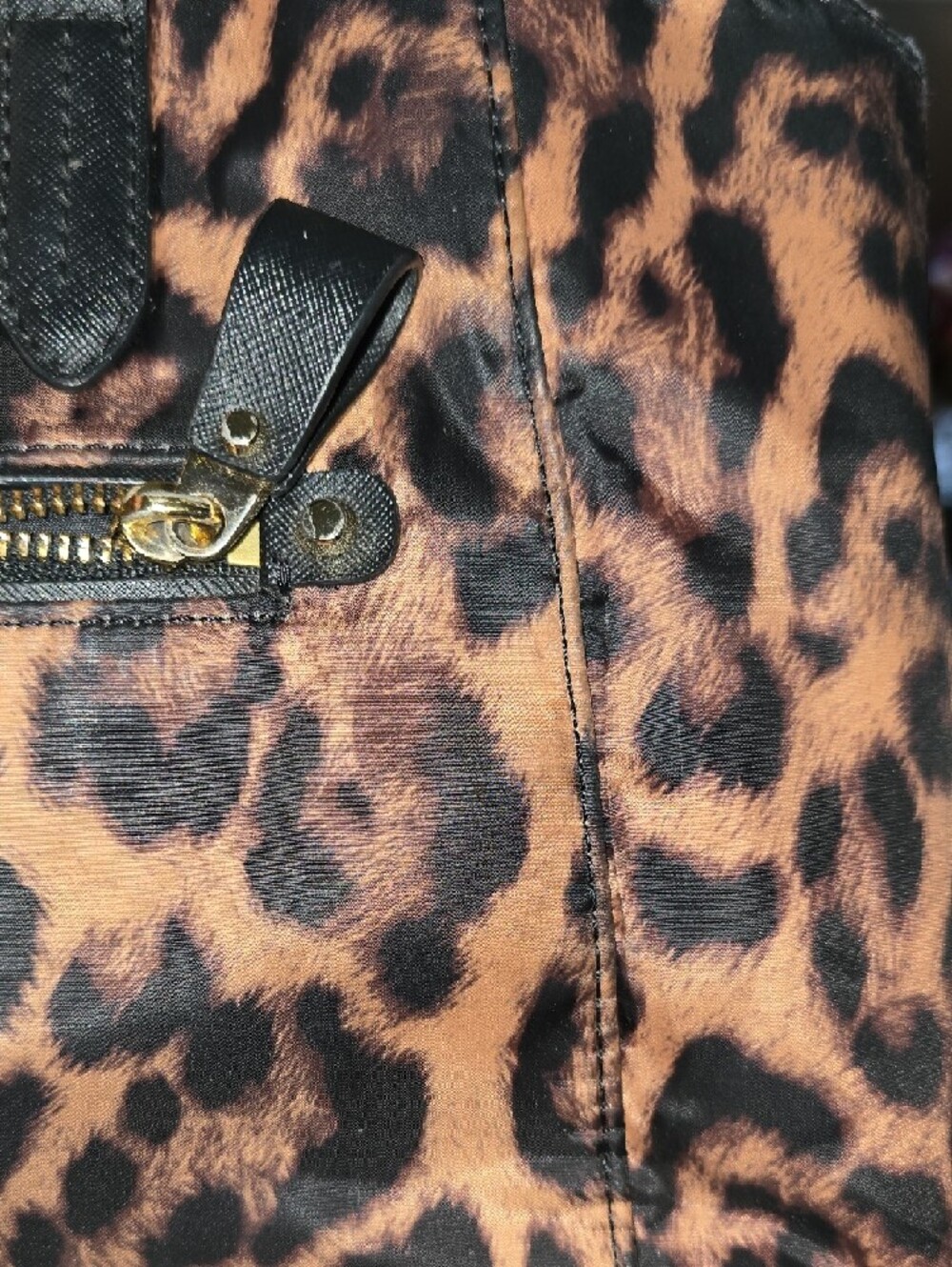 Michael Kors Leopard-Print Tote in Brown/Black w/Gold Hardware Needs Zipper Pull - Picture 11 of 14